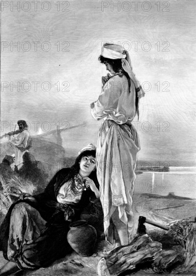 Evening on the Vistula - by J. Stryowsky, 1895. Creator: R. Jericke.