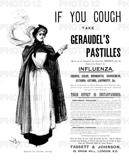 Advertisement for Géraudel's Pastilles, 1895. Creator: Dudley Hardy.