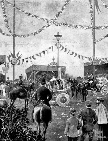 The Battle of Flowers at Eastbourne, 1895. Creator: George Meisenbach.