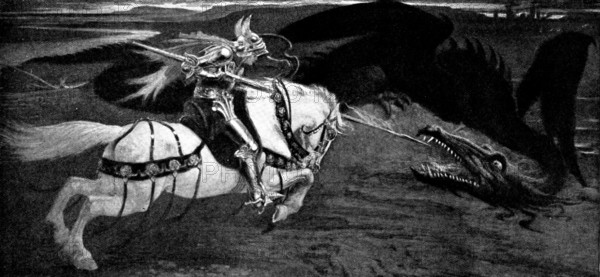 Pictures from the New Gallery: England's Emblem - Walter Crane, 1895. Creator: Unknown.