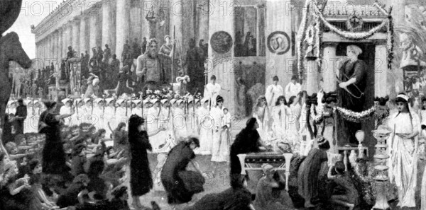 Pictures from the New Gallery: The Bear Festival and...Offering to Artemis - Claudius Harper, 1895. Creators: Unknown, Claudius Harper.