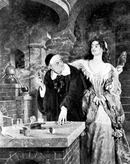 Pictures from the New Gallery: The Laboratory - The Hon. John Collier, 1895. Creator: George Meisenbach.