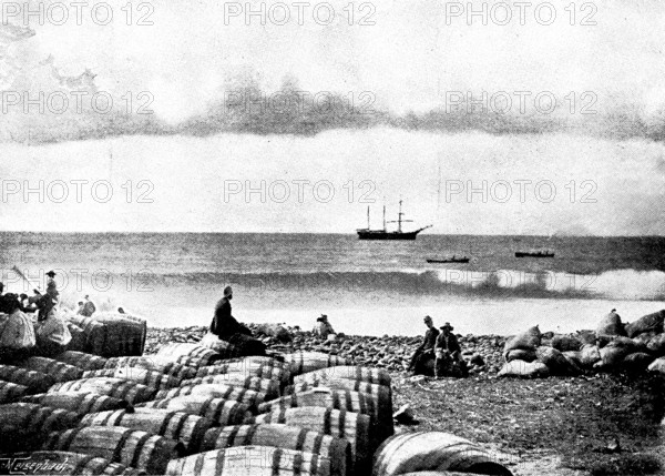 The Island of Montserrat (West Indies) - barquentine "Hilda" loading lime juice, 1895. Creator: Unknown.