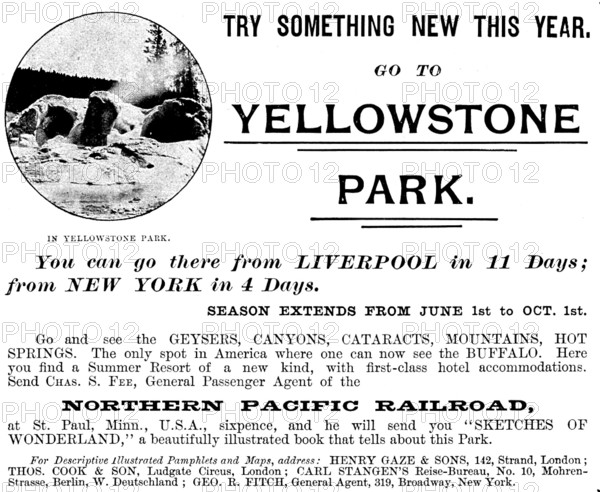 Advertisement for the Northern Pacific Railroad, 1895. Creator: Unknown.