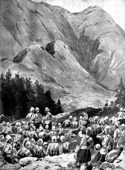 The Chitral Expedition: storming of the Malakand Pass by the Gordon Highlanders and Guides, 1895. Creator: George Meisenbach.