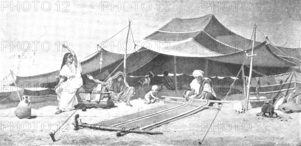 Pictures from the Royal Academy: Spinners and Weavers - F. Goodall, R.A., 1895. Creator: George Meisenbach.