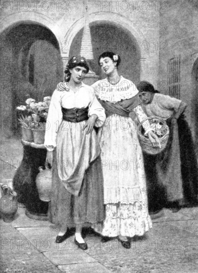 Pictures from the Royal Academy: The Town Mouse and the Country Mouse - J. B. Burgess, R.A., 1895. Creator: George Meisenbach.