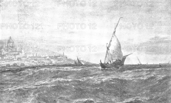 Pictures from the Royal Academy: Entrance to the Harbour of Genoa - E. Hayes, 1895. Creator: George Meisenbach.