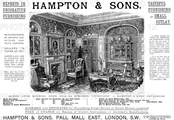 Advertisement for Hampton & Sons, furniture, 1895. Creator: Unknown.