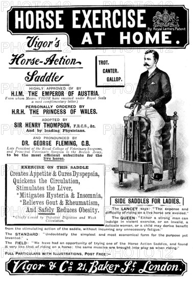 Advertisement for Vigor's Horse-Action Saddle, 1895. Creator: Unknown.
