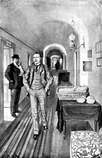 Adam Johnstone's Son: Johnstone hung about the reading-room and smoked a pipe..., 1895. Creator: George Meisenbach.