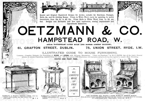 Advertisement for Oetzmann & Co., carpets and furniture, 1895. Creator: Unknown.