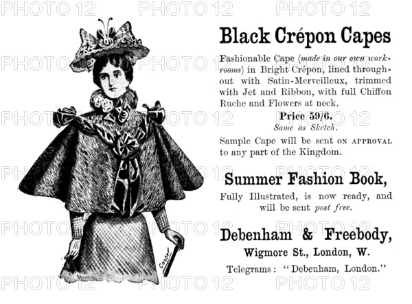 Advertisement for Debenham & Freebody, crépon capes, 1895. Creator: Unknown.