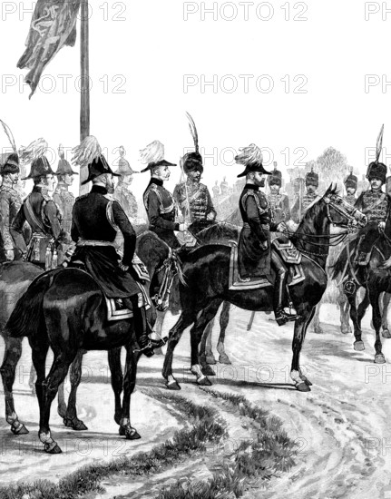 The Royal Visit to Warwickshire: the Prince of Wales reviewing the Warwickshire Yeomanry Corps, 1895 Creator: Unknown.
