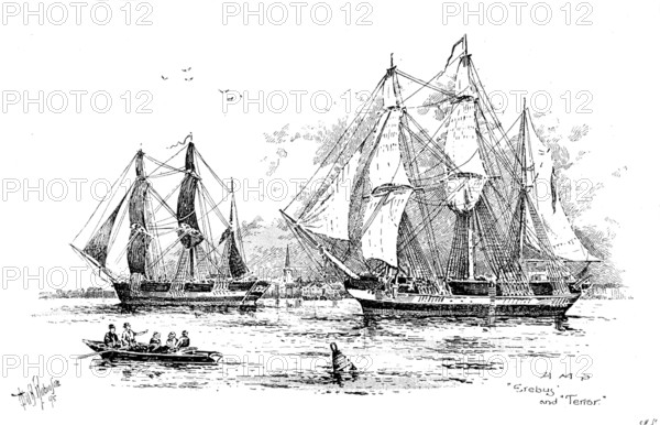 The Franklin Celebration: the Franklin Expedition - H.M.S "Erebus" and "Terror", 1895. Creator: Carl Hentschel.