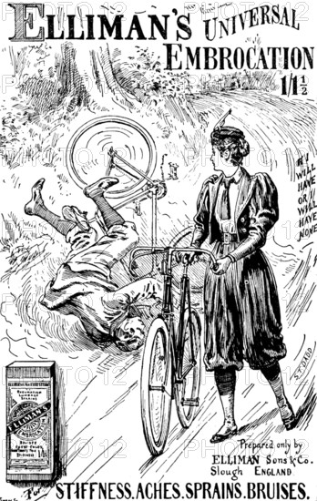 Advertisement for Elliman's Universal Embrocation, 1895. Creator: Joseph Swain.