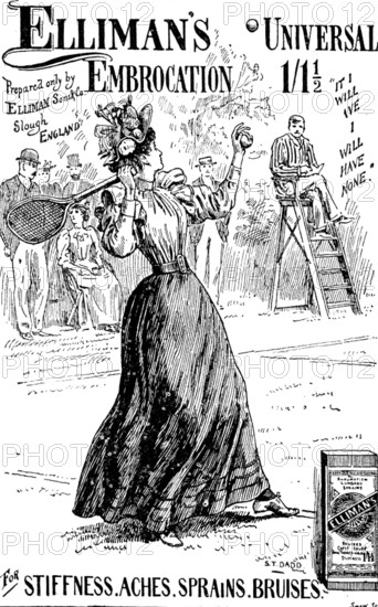 Advertisement for Elliman's Universal Embrocation, 1895. Creator: Joseph Swain.