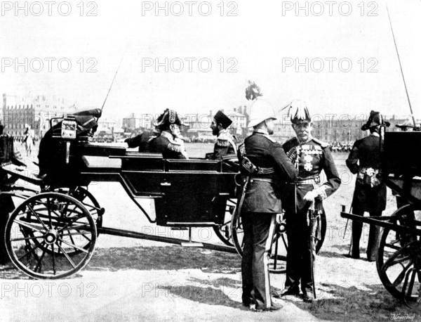 Review on Southsea Common in honour of the Ameer's son: watching The March Past,1895. Creator: Charles Knight.