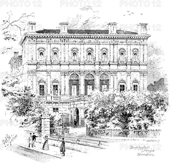 Dorchester House, Park Lane, residence of...Shahzada Nasrullah Khan during his stay in London, 1895. Creator: Carl Hentschel.