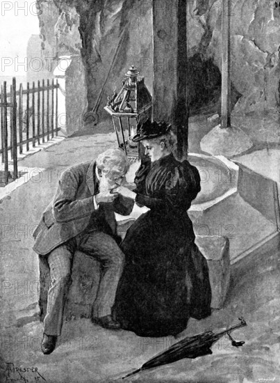 Adam Johnstone's Son: He caught the two hands in his...and he kissed the hands twice, 1895. Creator: George Meisenbach.