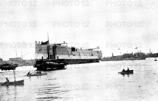 Launch of H.M.S. "Terrible", 1895. Creator: George Meisenbach.