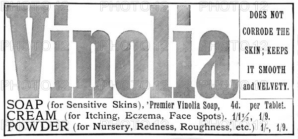 Advertisement for Vinolia Soap, 1895. Creator: Unknown.