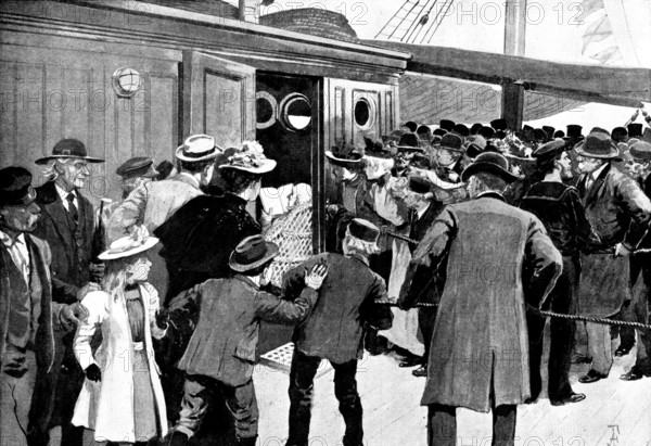 The Danes and the British Lion: sketch on board the "Tantallon Castle" at Copenhagen, 1895. Creator: George Meisenbach.