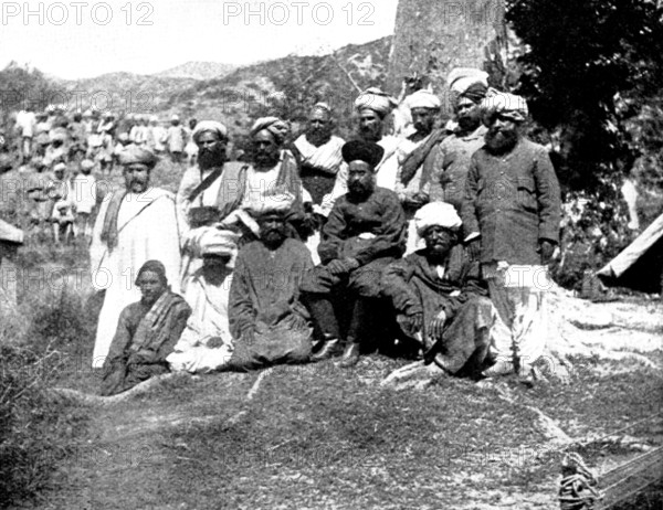 The Chitral Campaign: the Khan of Dir and his suite, 1895. Creator: Unknown.