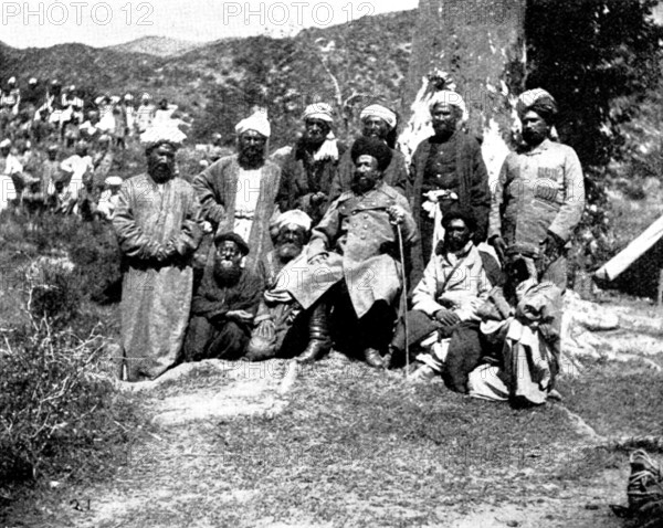 The Chitral Campaign: Sher Afzul and his attendants, 1895. Creator: Unknown.