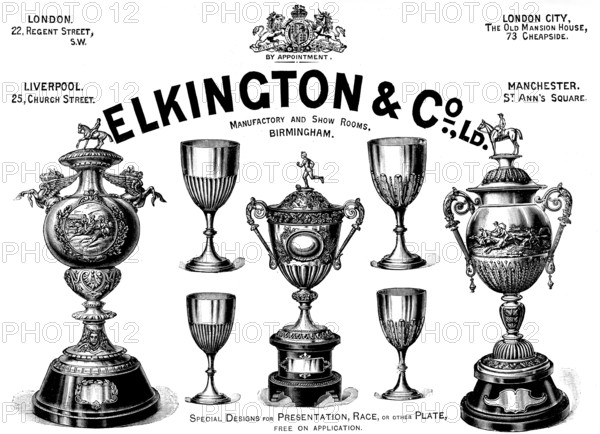 Advertisement for Elkington & Co. Ltd., manufactory and show rooms, 1895. Creator: Unknown.