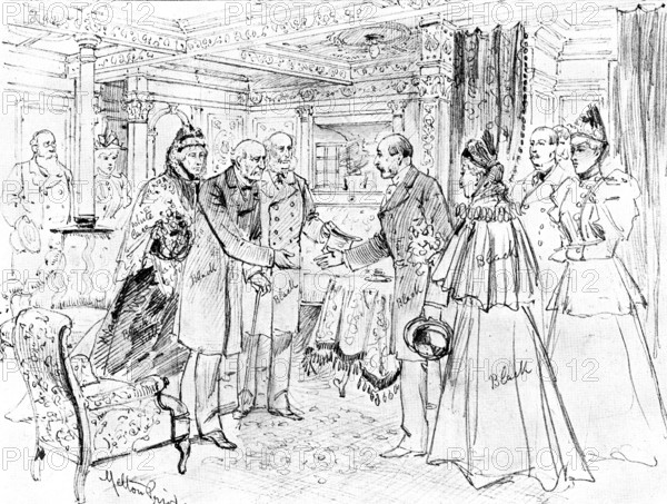 Opening of the Kaiser Wilhelm Canal...: Mr. Gladstone...meeting the King of Denmark..., 1895. Creator: Unknown.