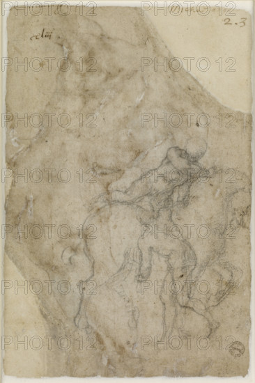 Two male Nudes and a Horse, 1501-1505.  Creator: Michelangelo Buonarroti.