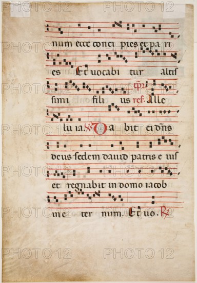Antiphonary Leaf: Text with Musical Notation with Ornamental Letter, about 1270-1280. Creator: Master of Imola.