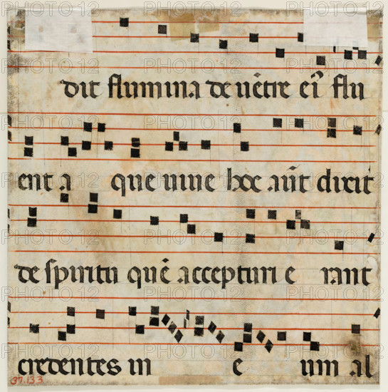 Choral Leaf Fragment: Text with Musical Notation, early 15th century. Creator: Lorenzo Monaco.