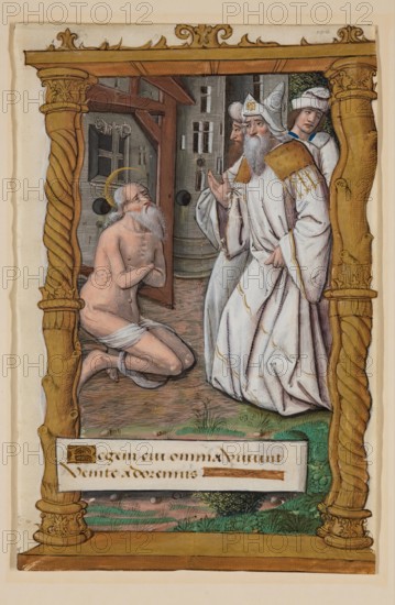 Leaf from Book of Hours: Job and His Three Friends, c1515. Creator: Master of Morgan 85.