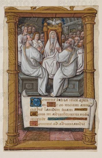 Leaf from Book of Hours: Pentecost with Virgin Mary, c1515. Creator: Master of Morgan 85.