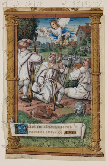 Leaf from Book of Hours: Annunciation to the Shepherds, c1515. Creator: Master of Morgan 85.