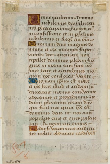 Leaf from Book of Hours: Text with Four Ornamental Initials, c1515. Creator: Master of Morgan 85.