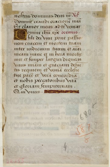 Leaf from Book of Hours: Text with Ornamental Initial "D", c1515. Creator: Master of Morgan 85.