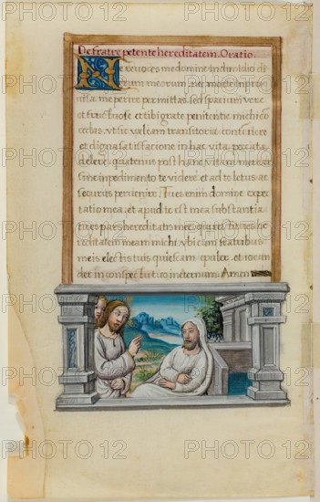 Leaf with Framed Text with Framed Miniature of Christ Healing a Sick Man, early 16th century. Creator: School of Jean Colombe.