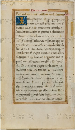 Leaf with Framed Text with Ornamental Initial, early 16th century. Creator: School of Jean Colombe.