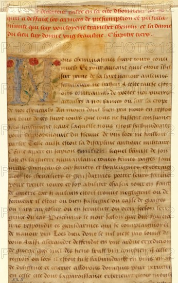 Leaf from Thenaud's TRIUMPHES: Text with Ornamental "N", 1517. Creator: Master of Thenaud's Triomphes.