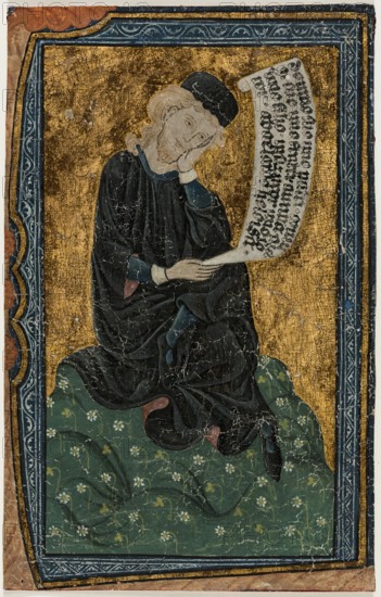 Leaf: Abelard with Scroll, 14th century. Creator: Unknown.