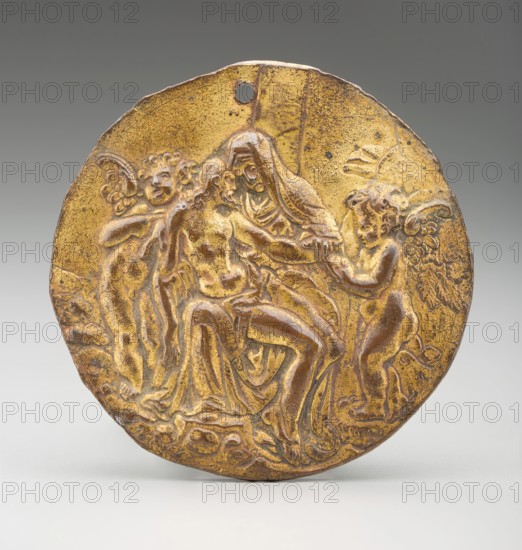 Pieta with Two Cherubs, c1600. Creators: Circle of Alessandro Abondio, Circle of Antonio Abondio.