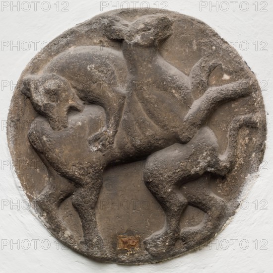 Roundel with Lion Attacking a Deer, between 12th and 13th century. Creator: Unknown.