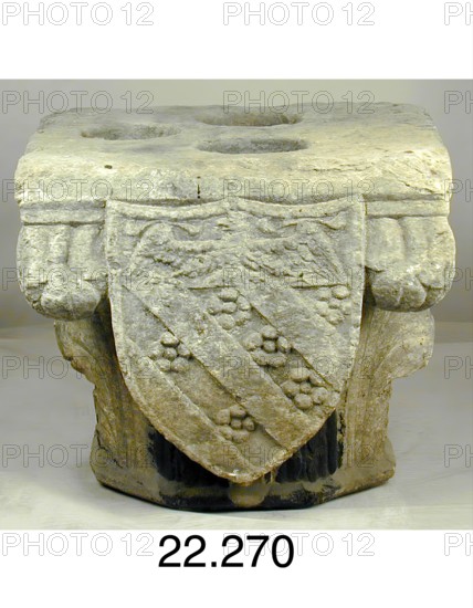 Capital with the Coat of Arms of Giangaleazzo Visconti and the Del Maino Family, late 14th or... Creator: Unknown.