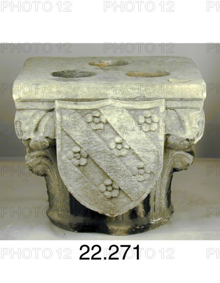 Capital with the Coat of Arms of Giangaleazzo Visconti and the Del Maino Family, late 14th or... Creator: Unknown.