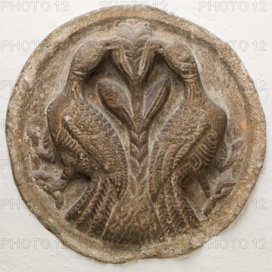 Roundel: Two Birds Flanking a Tree, 12th century. Creator: Unknown.