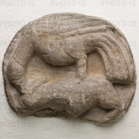 Roundel with Bird Attacking a Rabbit, between 12th and 13th century. Creator: Unknown.