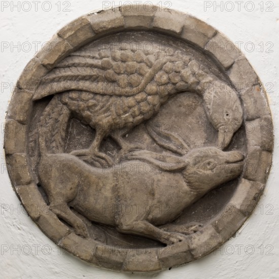 Roundel with Bird Attacking a Rabbit, between 12th and 13th century. Creator: Unknown.
